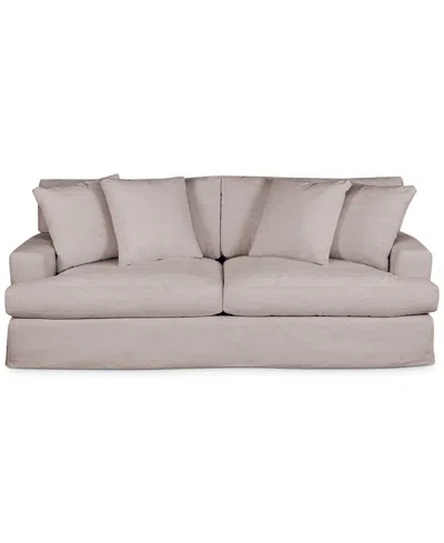 Macy's Brenalee 93" Performance Fabric Slipcover Sofa With Four Pillows In Lena Linen