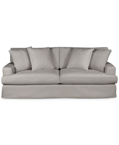 Macy's Brenalee 93" Performance Fabric Slipcover Sofa With Four Pillows In Lilly Fog