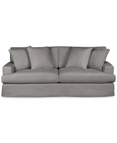Macy's Brenalee 93" Performance Fabric Slipcover Sofa With Four Pillows In Lily Granite
