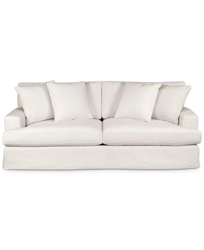 Macy's Brenalee 93" Performance Fabric Slipcover Sofa With Four Pillows In Lily Natural