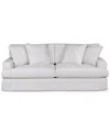Macy's Brenalee 93" Performance Fabric Slipcover Sofa With Four Pillows In Lily White