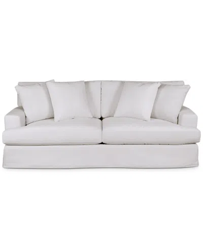 Macy's Brenalee 93" Performance Fabric Slipcover Sofa With Four Pillows In Lily White