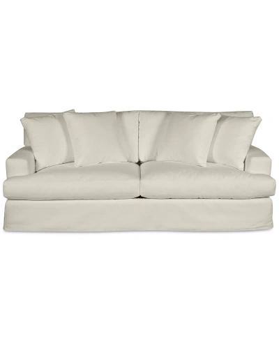 Macy's Brenalee 93" Performance Fabric Slipcover Sofa With Four Pillows In Peyton Birch