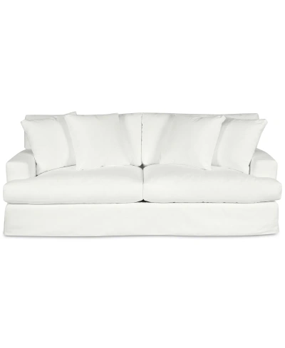 Macy's Brenalee 93" Performance Fabric Slipcover Sofa With Four Pillows In Peyton Cream