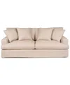 Macy's Brenalee 93" Performance Fabric Slipcover Sofa With Four Pillows In Peyton Fawn