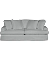 Macy's Brenalee 93" Performance Fabric Slipcover Sofa With Four Pillows In Peyton Light Blue