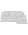 Macy's Brenalee 96" Roll Arm Performance Fabric Slipcover Reversible Chaise Sofa With Four Pillows