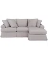 Macy's Brenalee 96" Roll Arm Performance Fabric Slipcover Reversible Chaise Sofa With Four Pillows In Lena Glacier