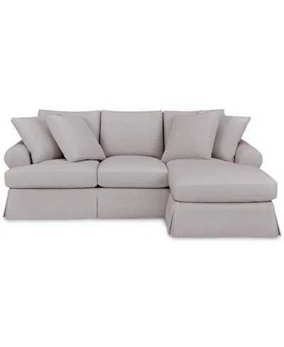 Macy's Brenalee 96" Roll Arm Performance Fabric Slipcover Reversible Chaise Sofa With Four Pillows In Lena Linen
