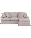 Macy's Brenalee 96" Roll Arm Performance Fabric Slipcover Reversible Chaise Sofa With Four Pillows In Lena Linen