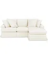 Macy's Brenalee 96" Roll Arm Performance Fabric Slipcover Reversible Chaise Sofa With Four Pillows In Lena Off White