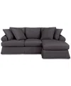 Macy's Brenalee 96" Roll Arm Performance Fabric Slipcover Reversible Chaise Sofa With Four Pillows In Lena Pewter
