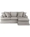 Macy's Brenalee 96" Roll Arm Performance Fabric Slipcover Reversible Chaise Sofa With Four Pillows In Lily Fog