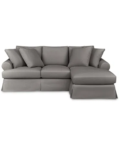 Macy's Brenalee 96" Roll Arm Performance Fabric Slipcover Reversible Chaise Sofa With Four Pillows In Lily Granite