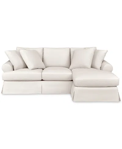 Macy's Brenalee 96" Roll Arm Performance Fabric Slipcover Reversible Chaise Sofa With Four Pillows In Lily Natural