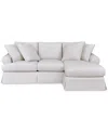 Macy's Brenalee 96" Roll Arm Performance Fabric Slipcover Reversible Chaise Sofa With Four Pillows In Lily White