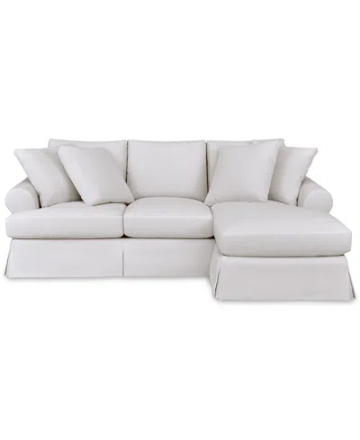 Macy's Brenalee 96" Roll Arm Performance Fabric Slipcover Reversible Chaise Sofa With Four Pillows In Lily White