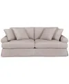 Macy's Brenalee 96" Roll Arm Performance Fabric Slipcover Sofa With Four Pillows In Lena Linen