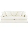 Macy's Brenalee 96" Roll Arm Performance Fabric Slipcover Sofa With Four Pillows In Lena Off White