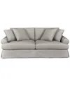 Macy's Brenalee 96" Roll Arm Performance Fabric Slipcover Sofa With Four Pillows In Lily Fog