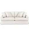 Macy's Brenalee 96" Roll Arm Performance Fabric Slipcover Sofa With Four Pillows In Lily Natural