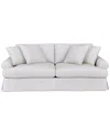 Macy's Brenalee 96" Roll Arm Performance Fabric Slipcover Sofa With Four Pillows In Lily White