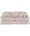 Macy's Brenalee 96" Roll Arm Performance Fabric Slipcover Sofa With Four Pillows In Peyton Birch