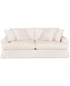 Macy's Brenalee 96" Roll Arm Performance Fabric Slipcover Sofa With Four Pillows In Peyton Cream