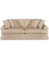 Macy's Brenalee 96" Roll Arm Performance Fabric Slipcover Sofa With Four Pillows In Peyton Fawn
