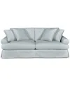 Macy's Brenalee 96" Roll Arm Performance Fabric Slipcover Sofa With Four Pillows In Peyton Light Blue