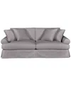 Macy's Brenalee 96" Roll Arm Performance Fabric Slipcover Sofa With Four Pillows In Peyton Slate