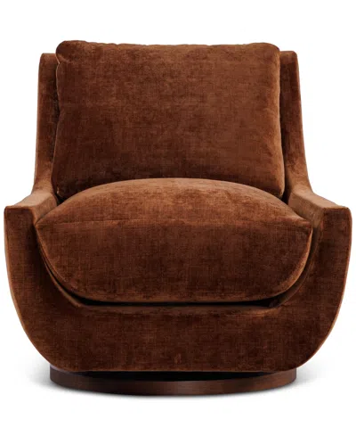 Macy's Brendy Fabric Swivel Chair, Exclusively At  In Brown