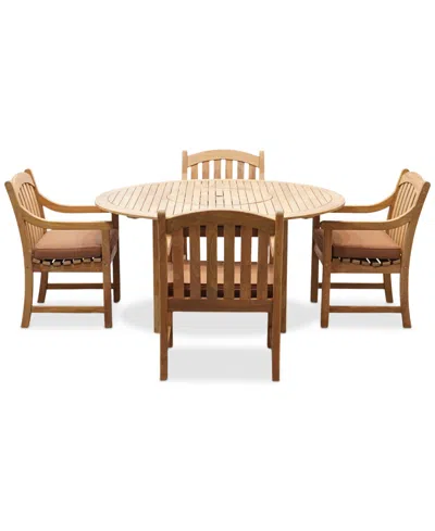 Macy's Bristol 59" Round Dining Table & 4 Dining Chairs, Created For  In Brown