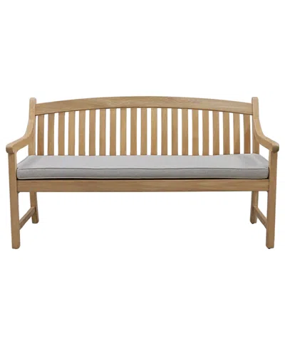 Macy's Bristol 62" Teak Wood 3 Seater Bench With Cushion, Created For  In Beige,khaki