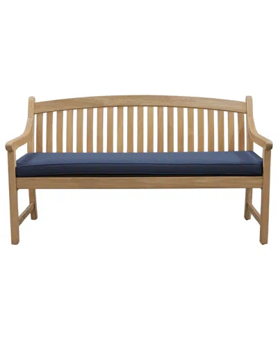 Macy's Bristol 62" Teak Wood 3 Seater Bench With Cushion, Created For  In Blue