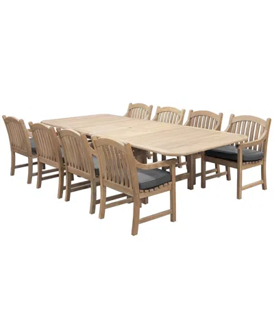 Macy's Bristol 9-pc. Teak Wood Rectangle Extension Dining Set (dining Table And Dining Chairs, Created For  In Gray