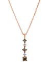 Macy's Brown & White Diamond Vertical Drop Pendant Necklace (1/2 Ct. T.w.) In 14k Rose Gold, 16" + 2" Exten In Rose Gold