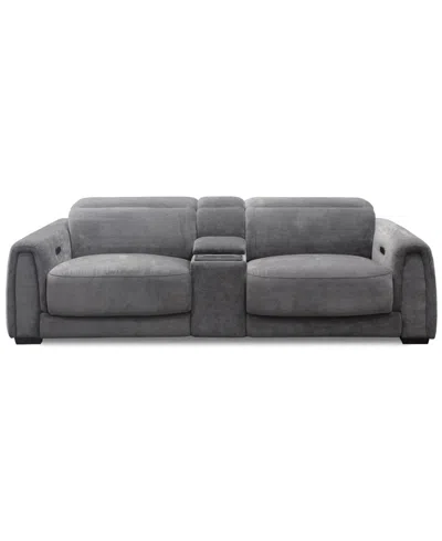 Macy's Brownell 3-pc.sofa Sectional With 2 Power Motion Chairs & 1 Console, Exclusively At  In Gray