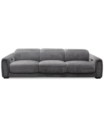 Macy's Brownell 3-pc.sofa Sectional With 2 Power Motion Chairs, Exclusively At  In Gray