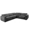 Macy's Brownell 5-pc. L-shape Sectional With 2 Power Motion Chairs & 1 Console, Exclusively At  In Gray
