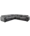 Macy's Brownell 5-pc. L-shape Sectional With 2 Power Motion Chairs, Exclusively At  In Gray