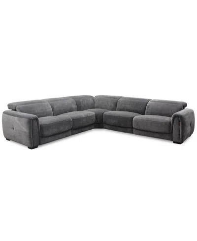 Macy's Brownell 5-pc. L-shape Sectional With 2 Power Motion Chairs, Exclusively At  In Gray
