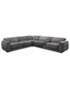 Macy's Brownell 6-pc. L-shape Sectional With 3 Power Motion Chairs & 1 Console, Exclusively At  In Gray