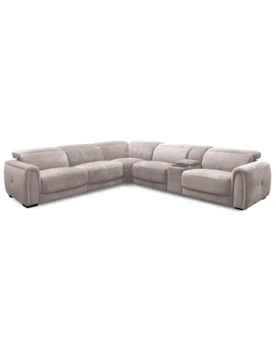 Macy's Brownell 6-pc. L-shape Sectional With 3 Power Motion Chairs & 1 Console, Exclusively At