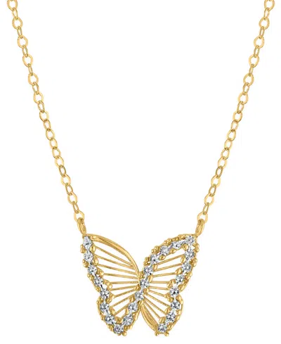 Macy's Butterfly Necklace In 10k Two-tone Gold