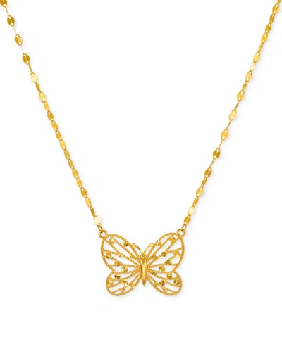 Macy's Butterfly Openwork 18" Pendant Necklace In 10k Gold In Yellow Gold