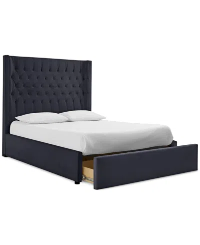 Macy's Cadelyn Queen Upholstered Storage Bed In Blue