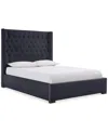 Macy's Cadelyn Upholstered Queen Bed In Blue