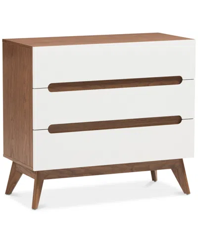 Macy's Calypso 3-drawer Chest In White,walnut