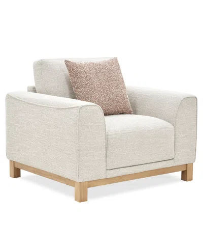 Macy's Camelle Boucle Accent Pillow Fabric Chair,  Exclusive In White